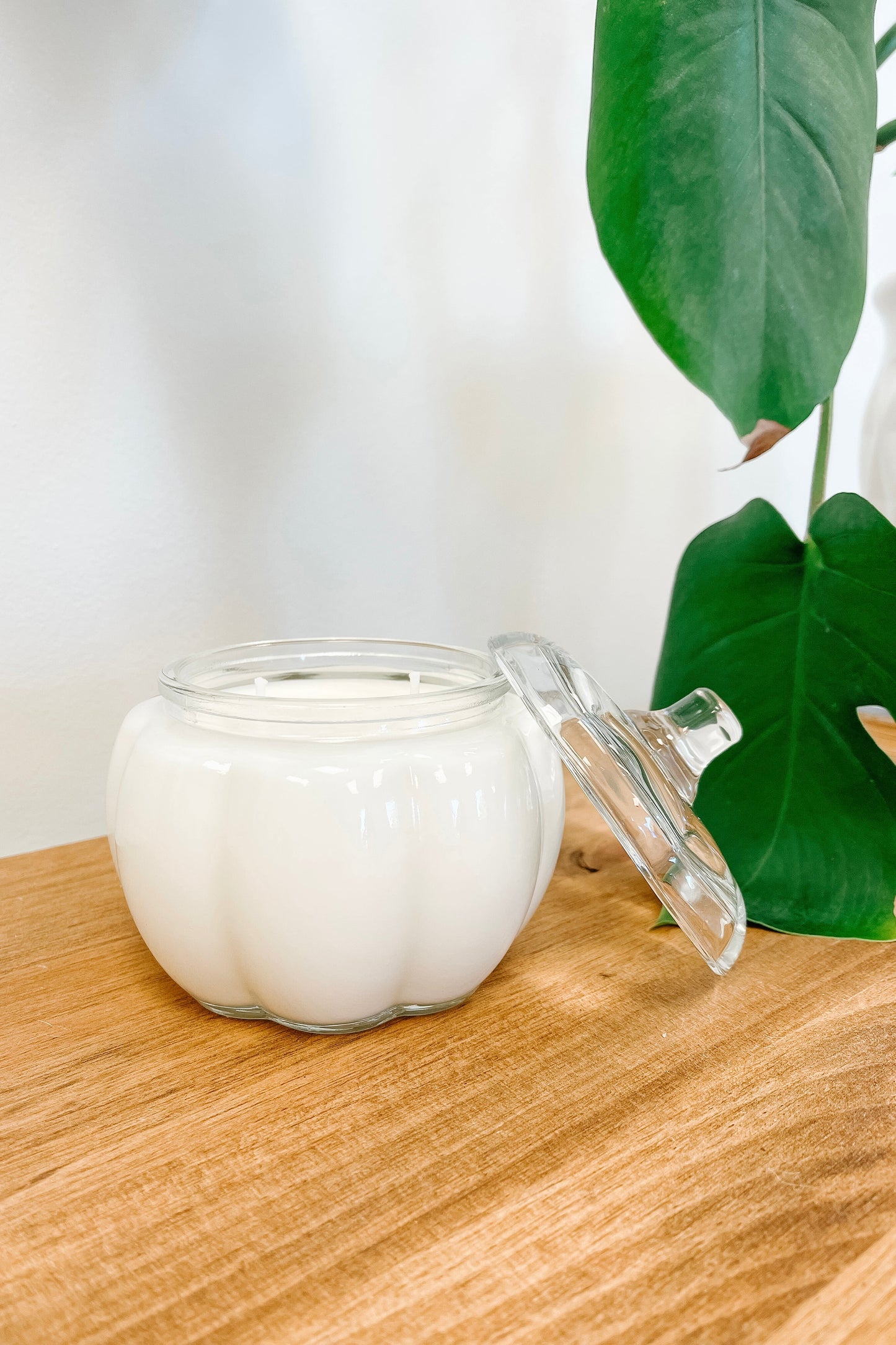 White Glass Pumpkin Soy Candle