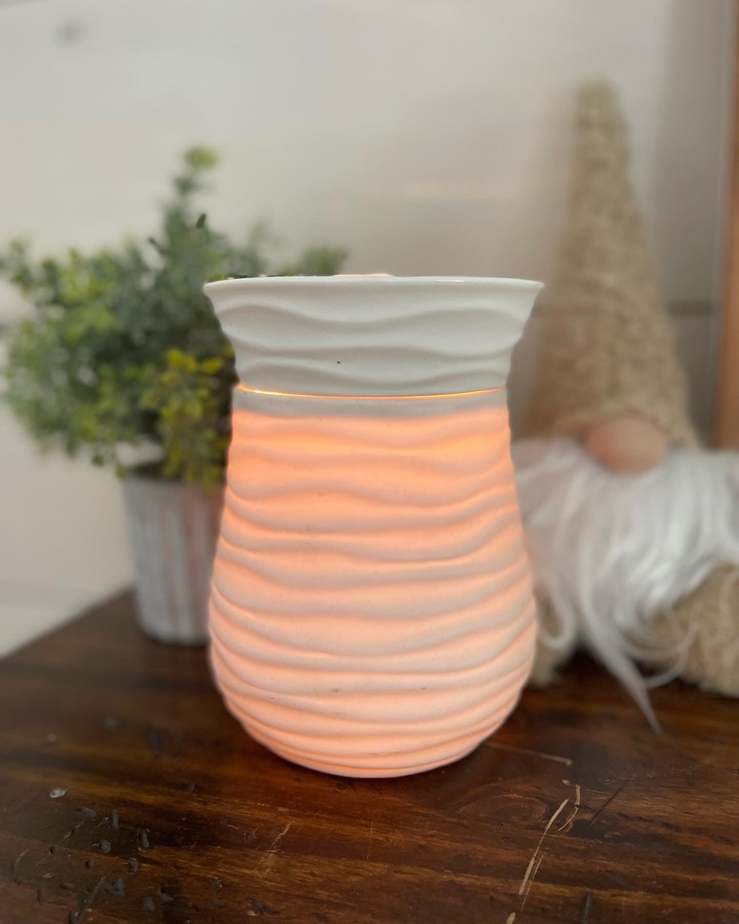 Wax Melter Large - Matte White Swirl