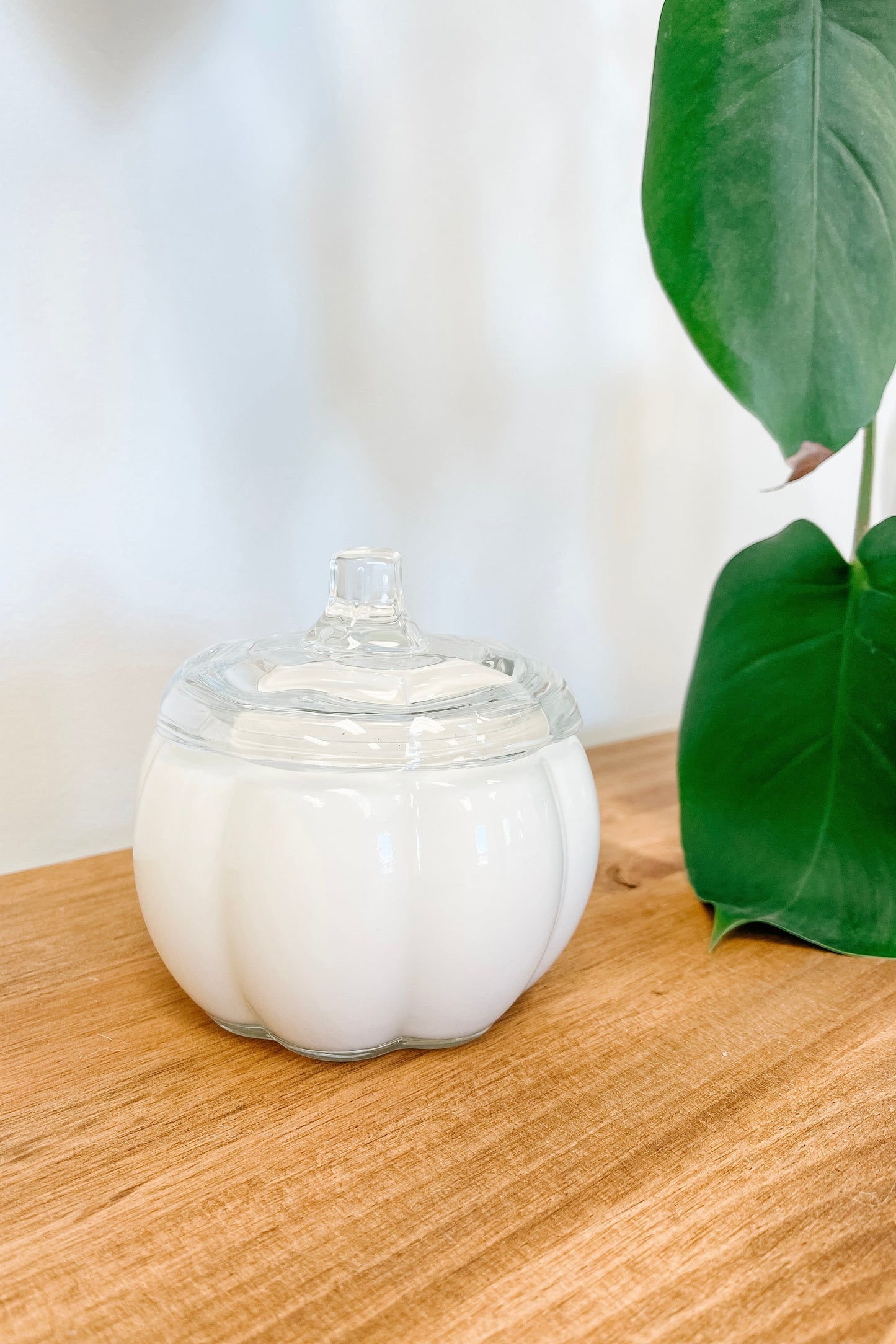White Glass Pumpkin Soy Candle