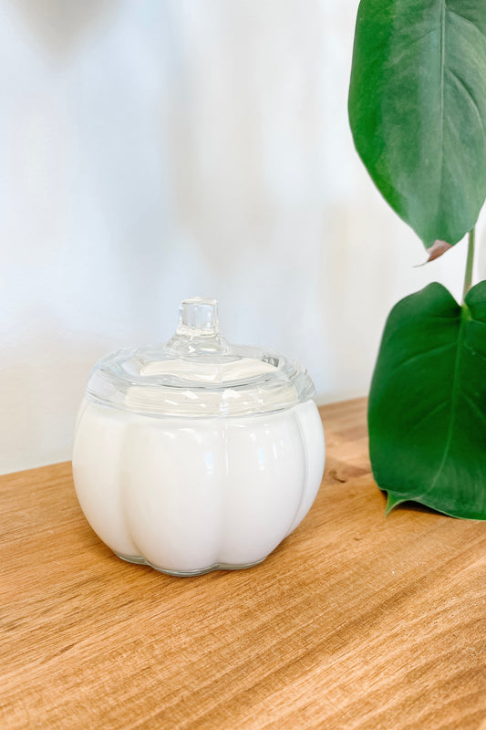 Glass Pumpkin Soy Candle – Pumpkin Spice Cake Scent