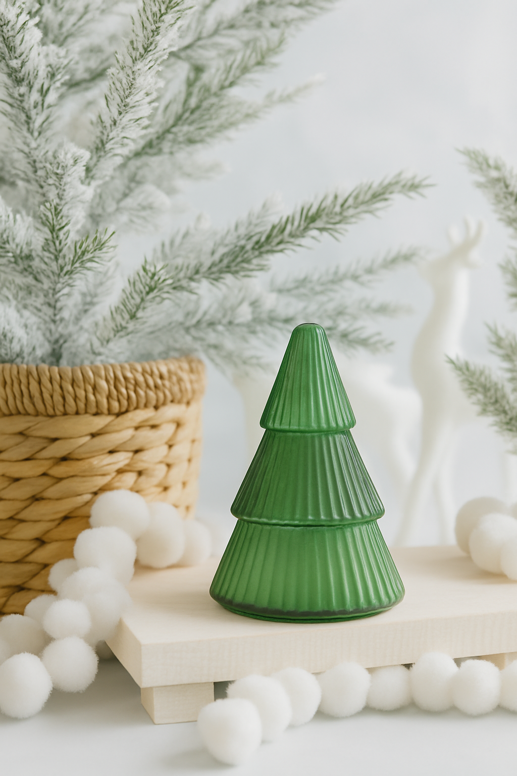 Green Glass Christmas Tree Soy Wax Candle 14 oz - O'CHRISTMAS TREE - The Scented Market Candles