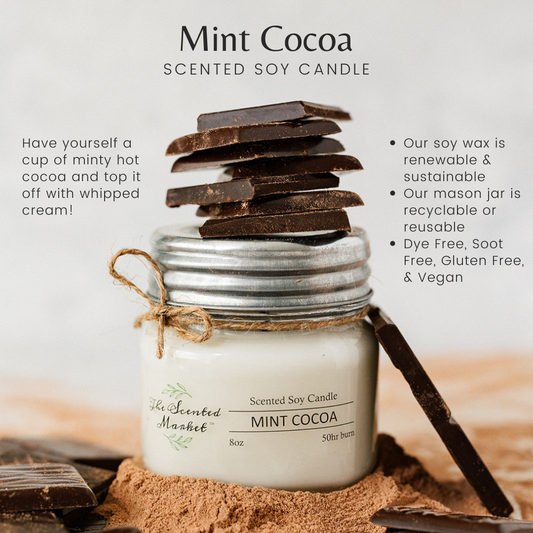 MINT COCOA Soy Wax Candle 8 oz - The Scented Market Candles