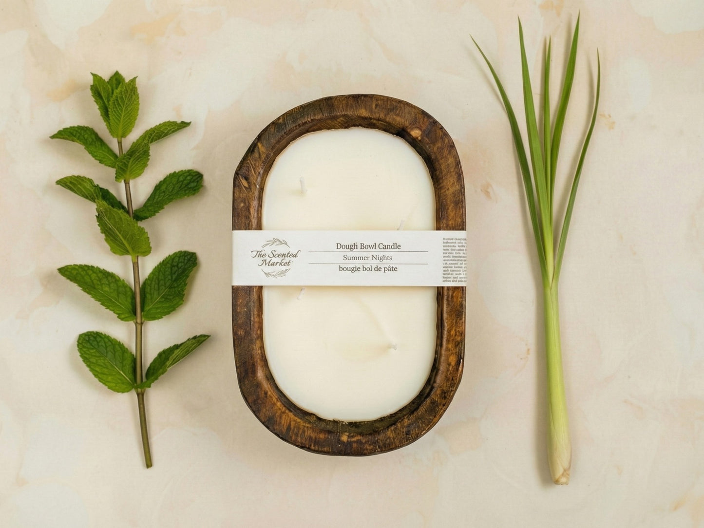 Brown Oval 4 Wick Dough Bowl Soy Candle - SUMMER NIGHTS