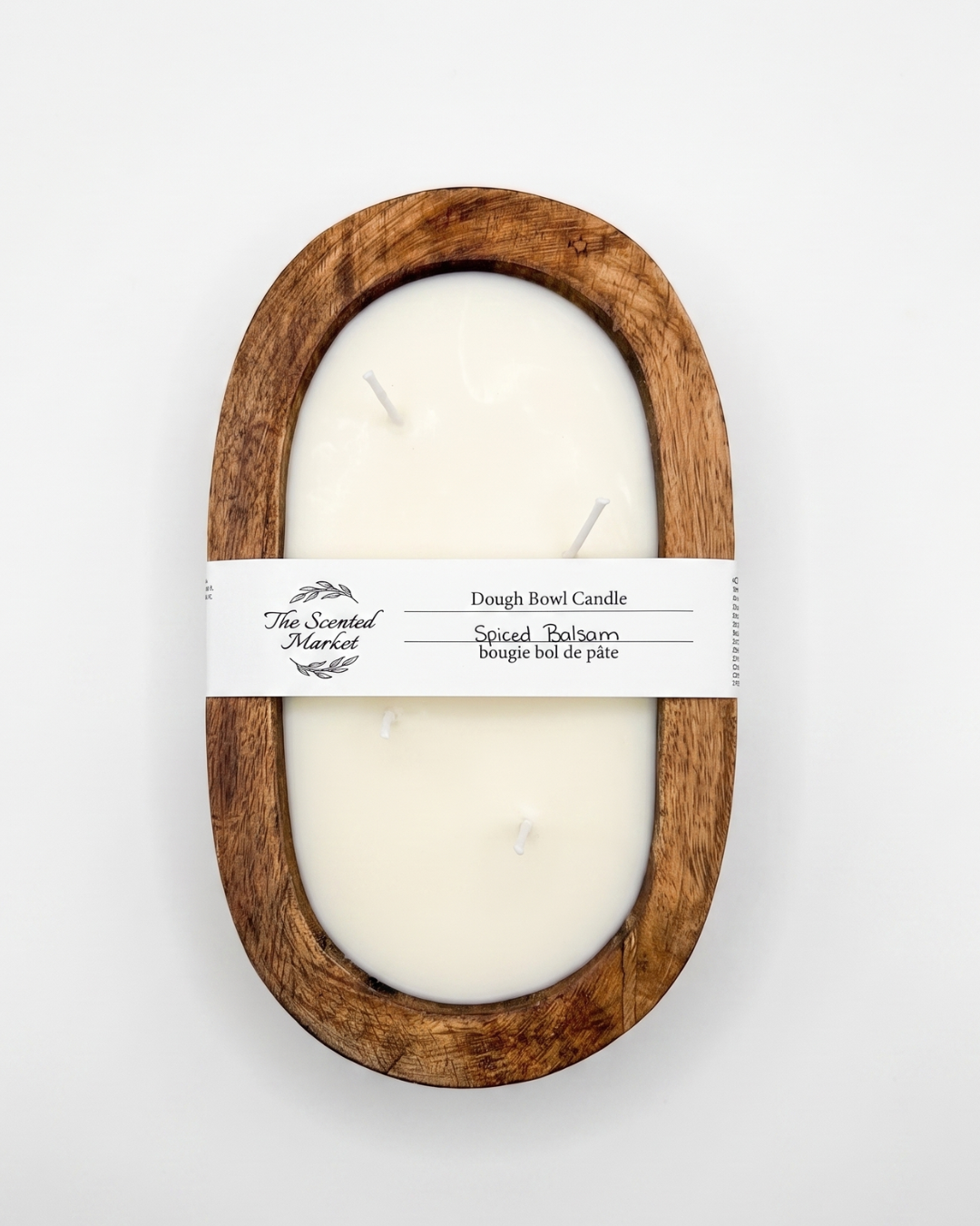 SPICED BALSAM Dough Bowl Soy Candle | Handcrafted 4 Wick Wooden Candle