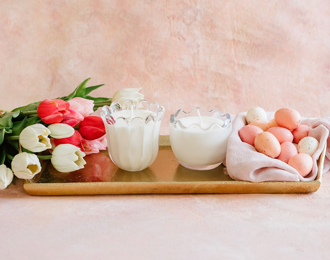Tulip Bulb and Cracked Egg Soy Wax Candle 2 pack