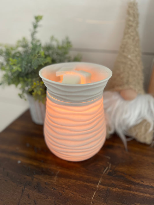Wax Melter Large - Matte White Swirl