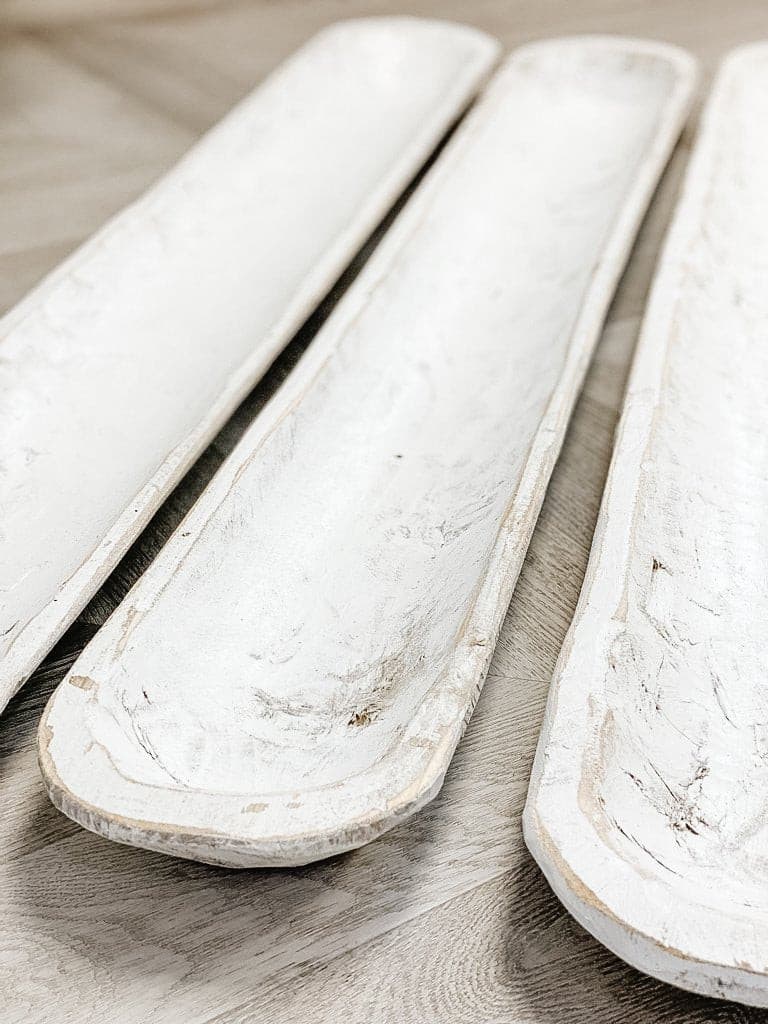 Wood Decorative Dough Bowl Extra Long White Wholesale