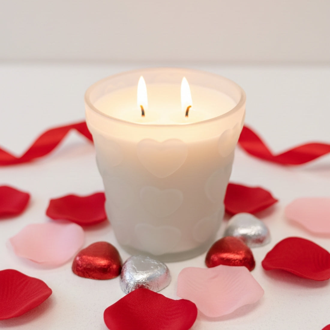 Frosted Heart 2 Wick Soy Candle – Cranberry Peach Vanilla | Valentine’s Day Edition