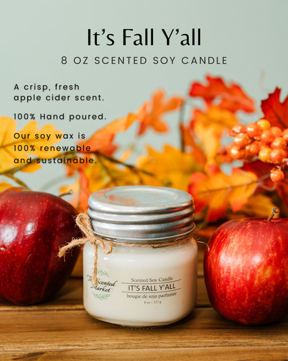 IT'S FALL Y'ALL Soy Wax Candle 8 oz