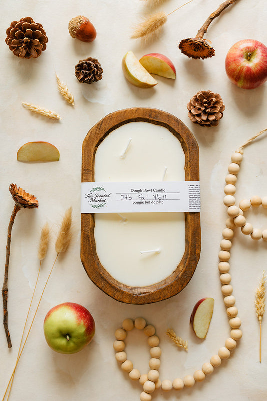 It’s Fall Y’all Oval Dough Bowl Soy Candle – Apple Cider Scent