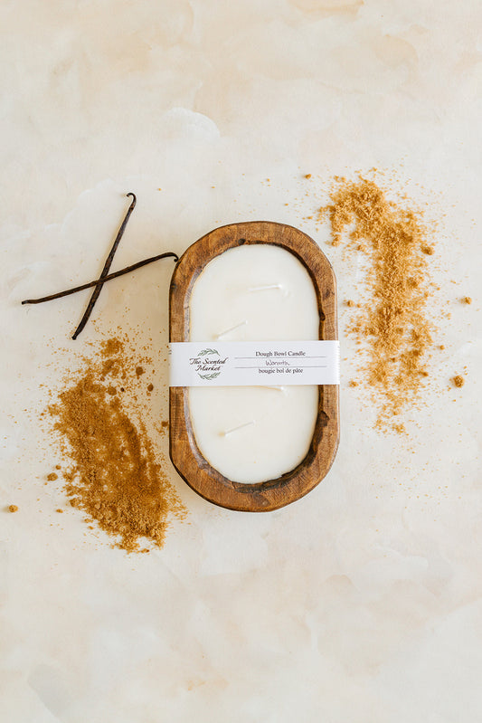 Warmth Oval Dough Bowl Soy Candle – Vanilla & Brown Sugar