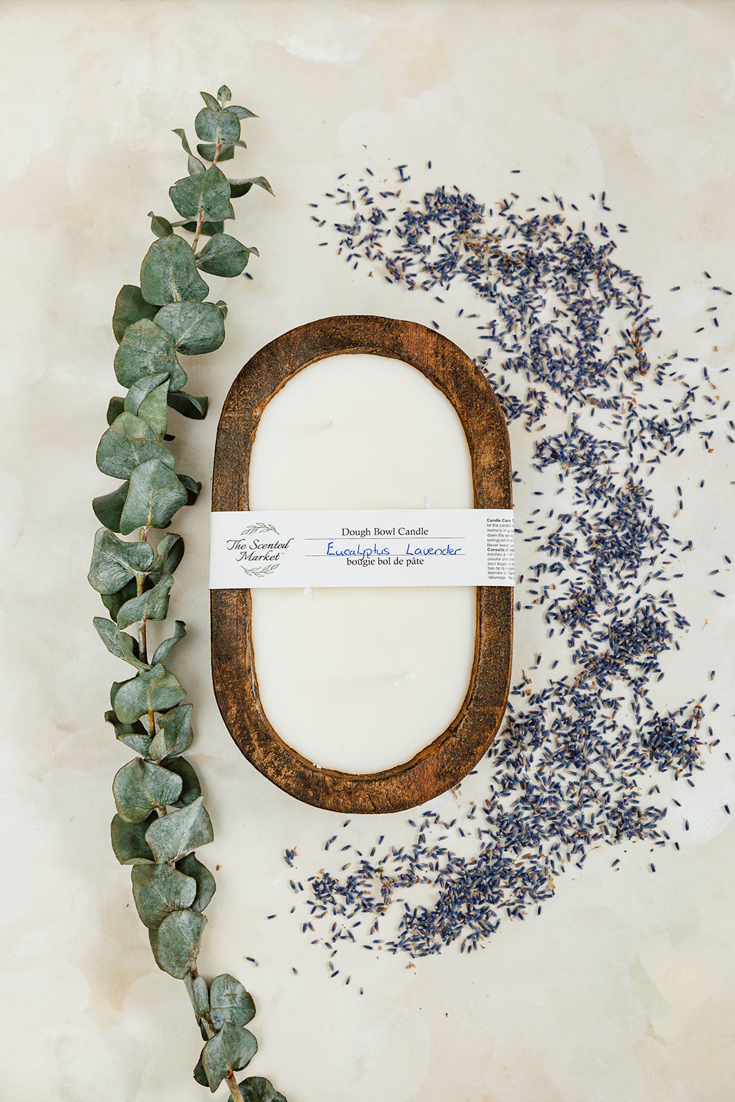 Brown Oval 4 Wick Dough Bowl Soy Candle  - EUCALYPTUS LAVENDER