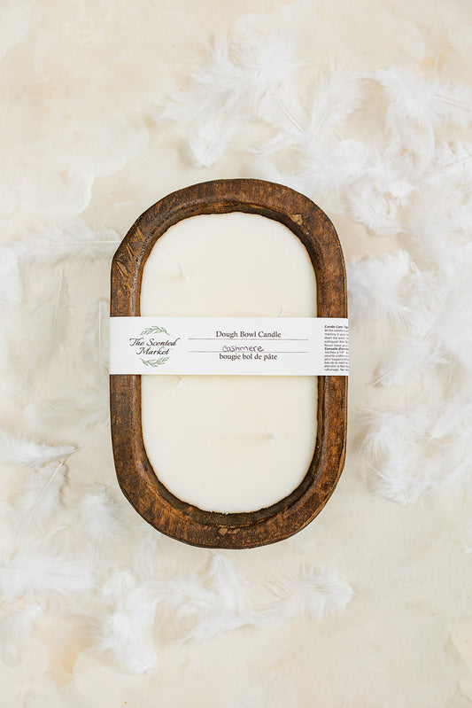 Brown Oval 4 Wick Dough Bowl Soy Candle  - CASHMERE
