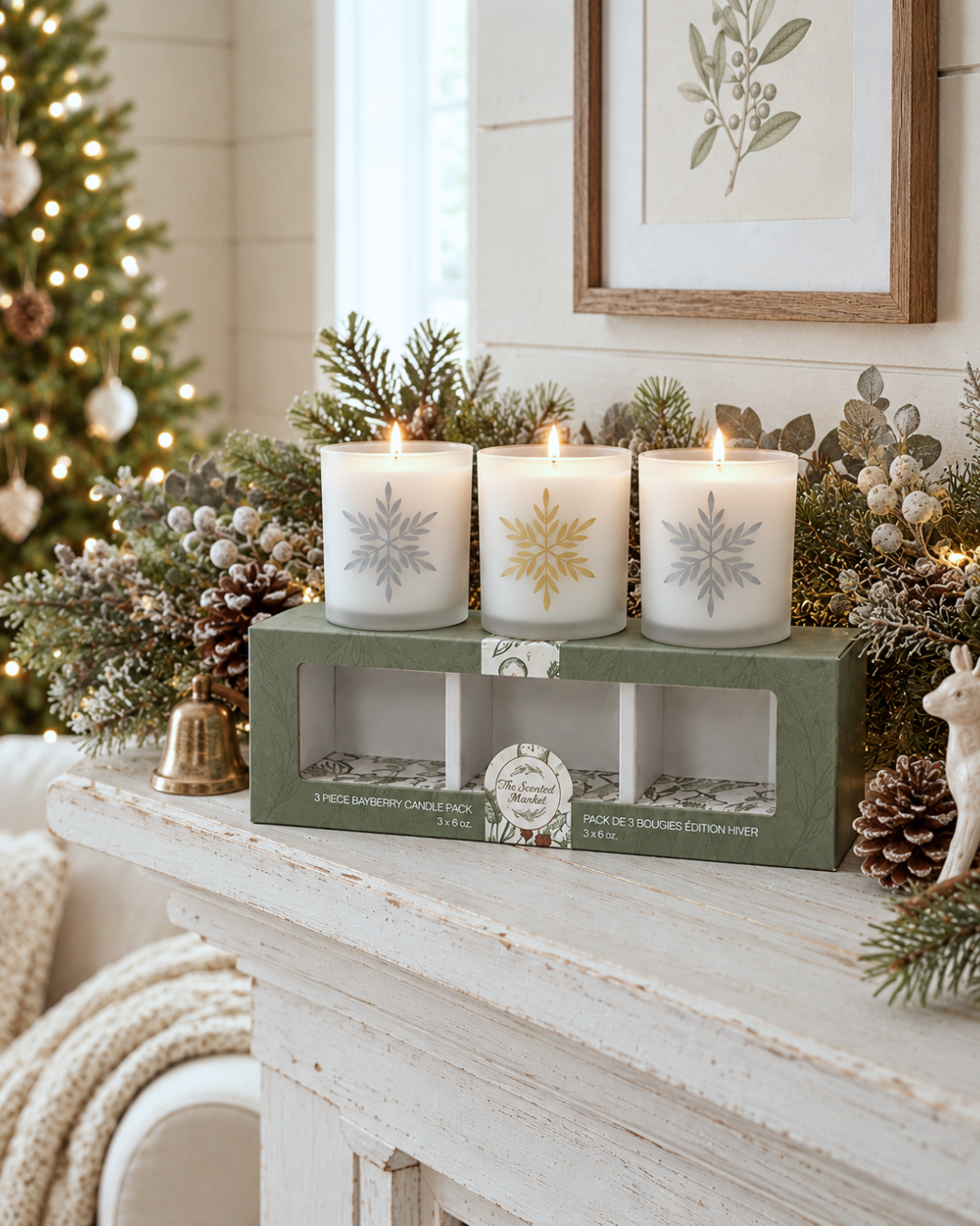 BAYBERRY Frosted Holiday Trio Candle Gift Set