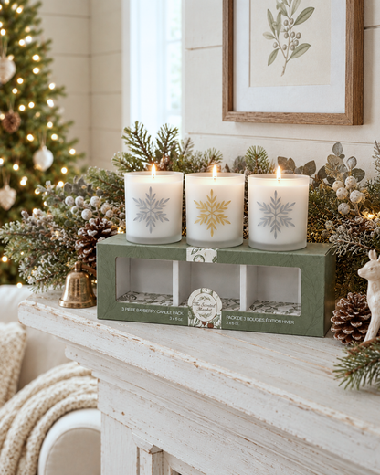 BAYBERRY Frosted Holiday Trio Candle Gift Set