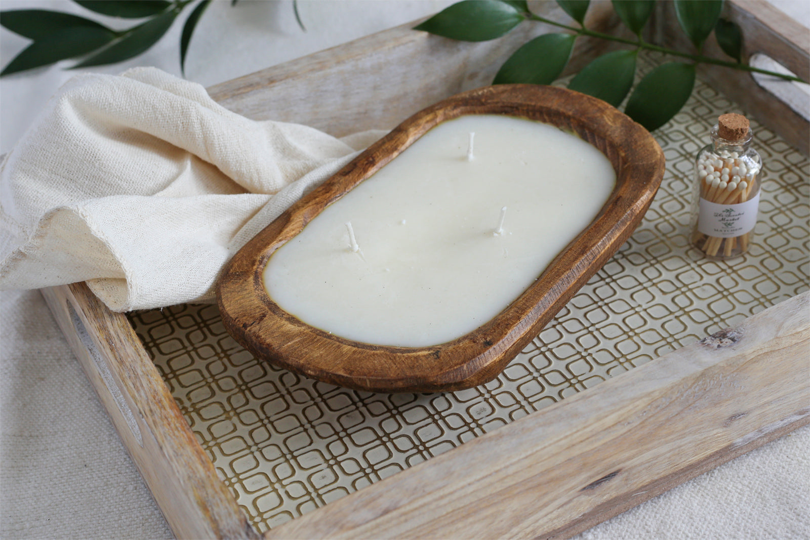 Brown Oval Dough Bowl - CASHMERE - The Scented Market  Candles   