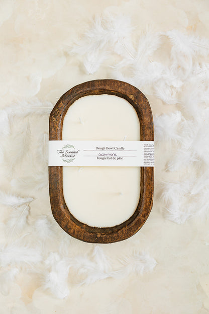 Brown Oval 4 Wick Dough Bowl Soy Candle  - CASHMERE