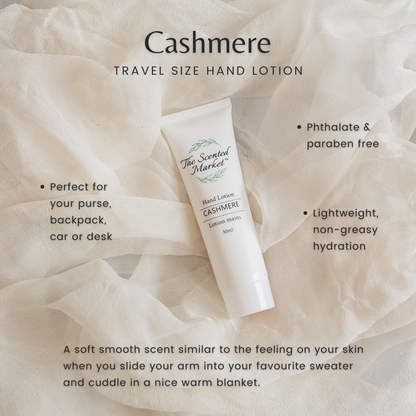 Cashmere Travel Size Hand Lotion: Lightweight Hydration - The Scented Market  Lotion & Moisturizer   