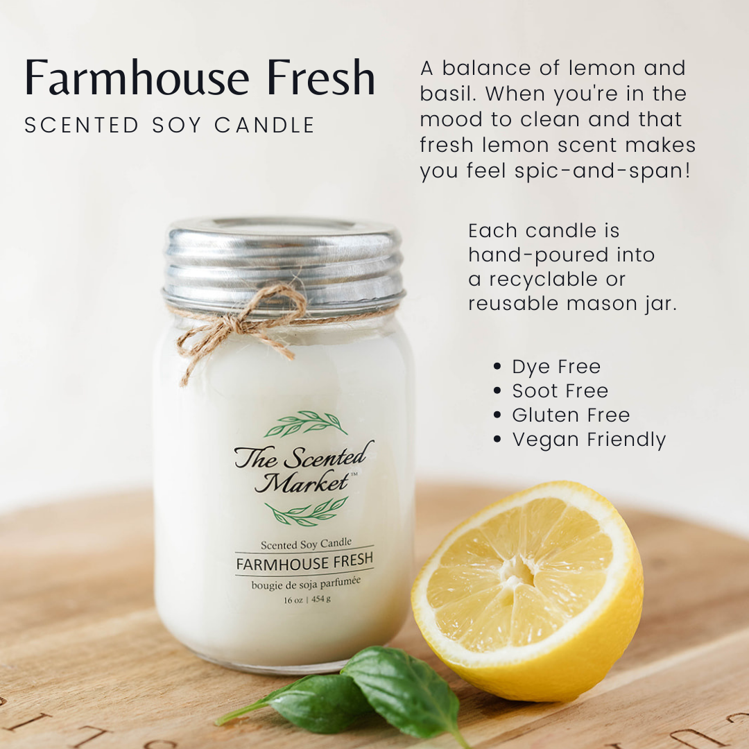 FARMHOUSE FRESH Soy Wax Candle 16 oz - The Scented Market  Candles   