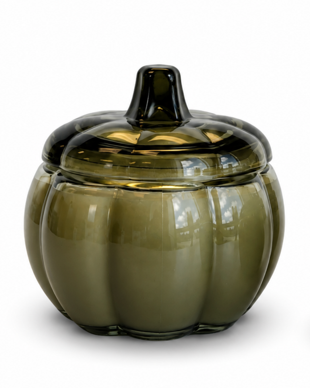 Glass Pumpkin Soy Candle GREEN | Pumpkin Spice Cake