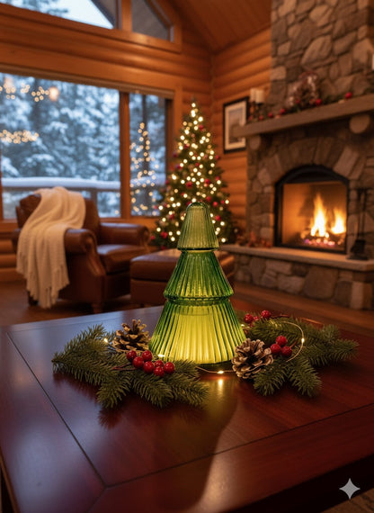 Green Glass Christmas Tree Soy Wax Candle 14 oz - O'CHRISTMAS TREE - The Scented Market  Candles   