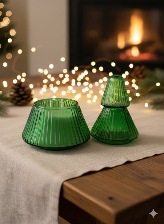 Green Glass Christmas Tree Soy Wax Candle 14 oz - O'CHRISTMAS TREE - The Scented Market  Candles   