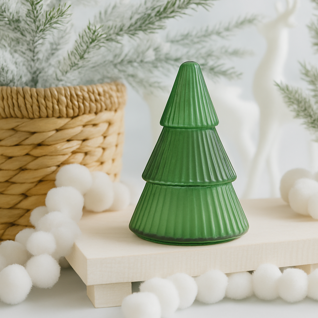 Green Glass Christmas Tree Soy Wax Candle 14 oz - O'CHRISTMAS TREE - The Scented Market  Candles   