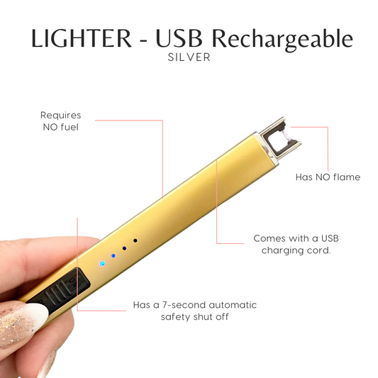 LIGHTER - USB Rechargeable Gold - The Scented Market  Lighters & Matches   
