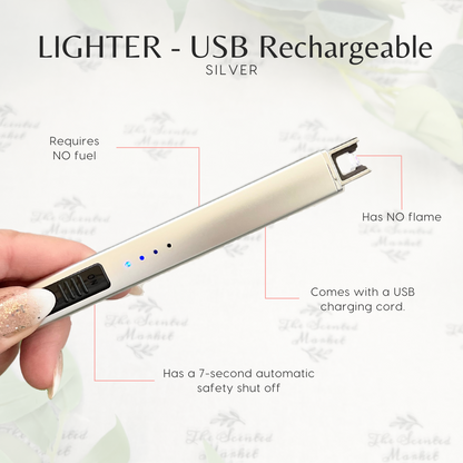 LIGHTER - USB Rechargeable Silver - The Scented Market  Lighters & Matches   