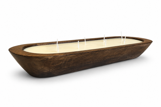 ORANGE CINNAMON CLOVE Long Dough Bowl Soy Candle | Scented Wooden Bowl Candle