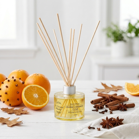 ORANGE CINNAMON CLOVE Reed Diffuser – Long-Lasting Relaxing Room Fragrance