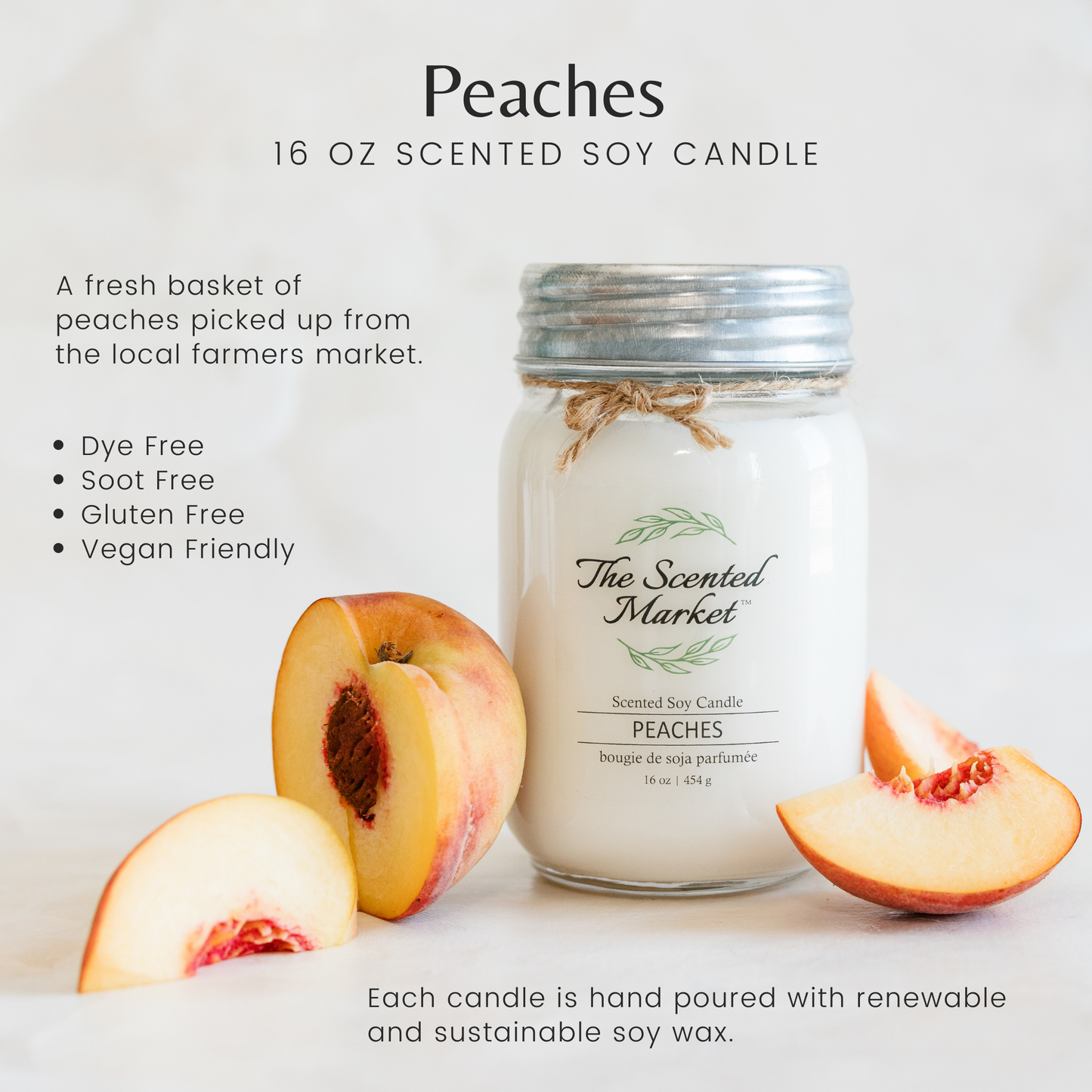 PEACHES Soy Wax Candle 16 oz