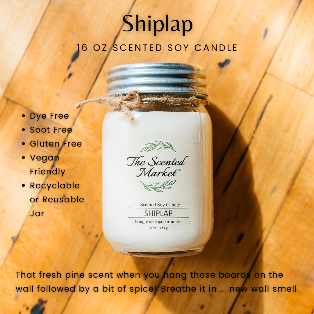 SHIPLAP Soy Wax Candle 16 oz - The Scented Market  Candles   