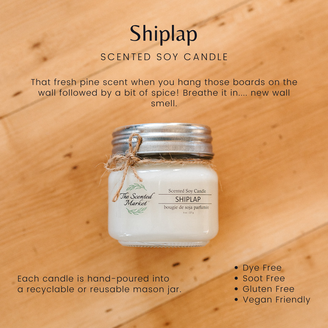 SHIPLAP Soy Wax Candle 8 oz - The Scented Market  Candles   