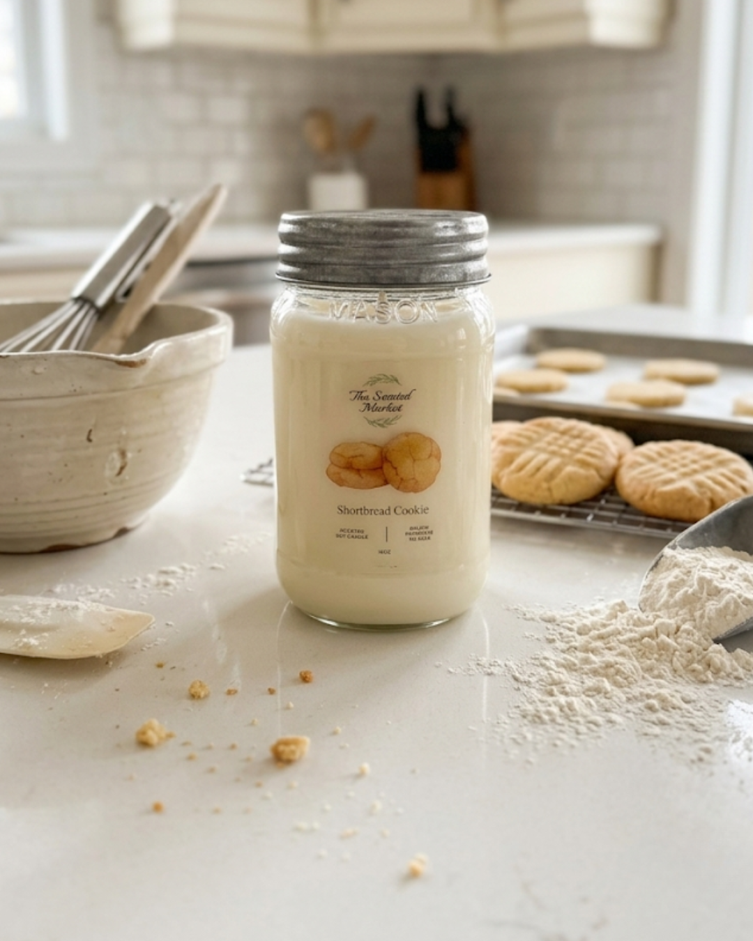Shortbread Cookie Scented Soy Candle | Sweet Bakery Candle | 16 oz, 100 Hour Burn