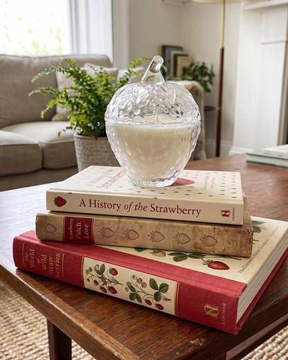 Glass Strawberry Scented Soy Candle 5oz | Decorative Strawberry Candle with Lid