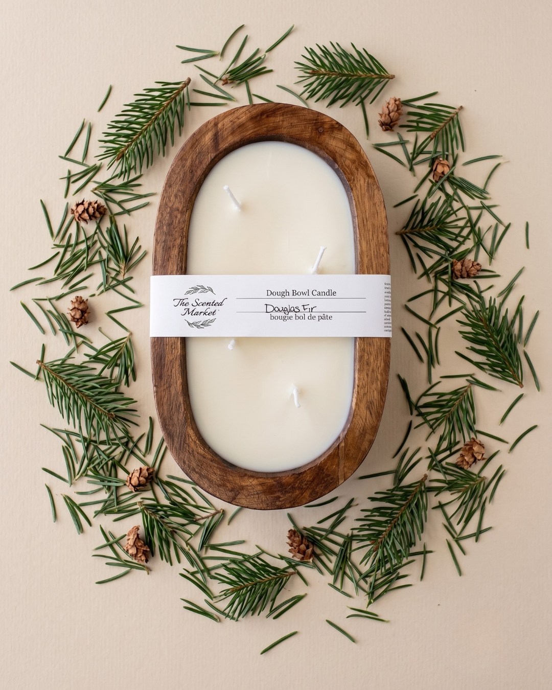 DOUGLAS FIR Dough Bowl Soy Candle | Handcrafted 4 Wick Wooden Candle