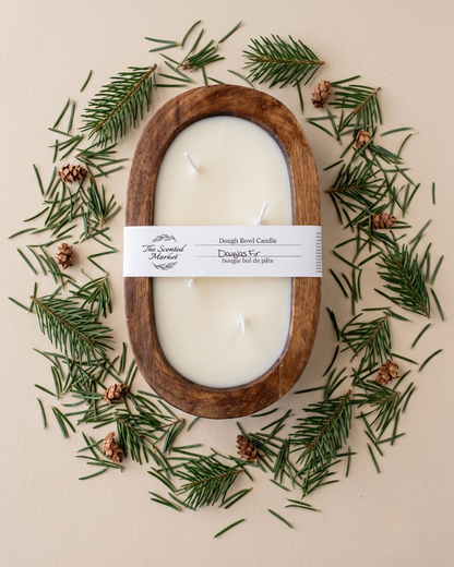 DOUGLAS FIR Dough Bowl Soy Candle | Handcrafted 4 Wick Wooden Candle