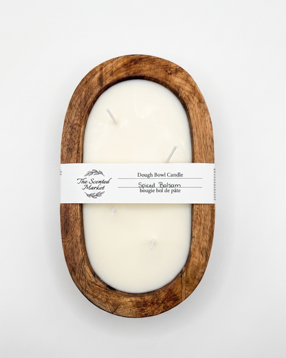 SPICED BALSAM Dough Bowl Soy Candle | Handcrafted 4 Wick Wooden Candle