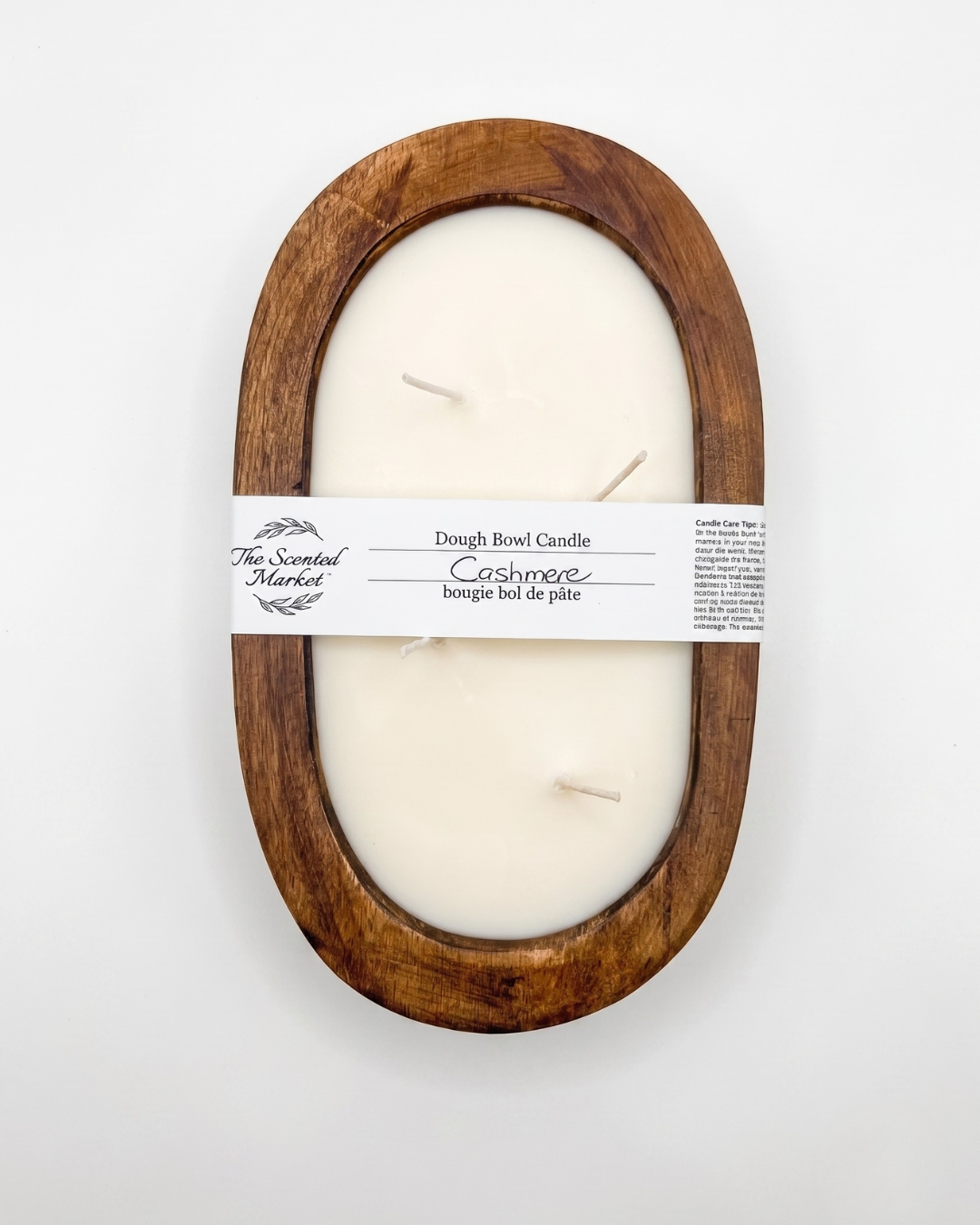 CASHMERE Dough Bowl Soy Candle | Handcrafted 4 Wick Wooden Candle