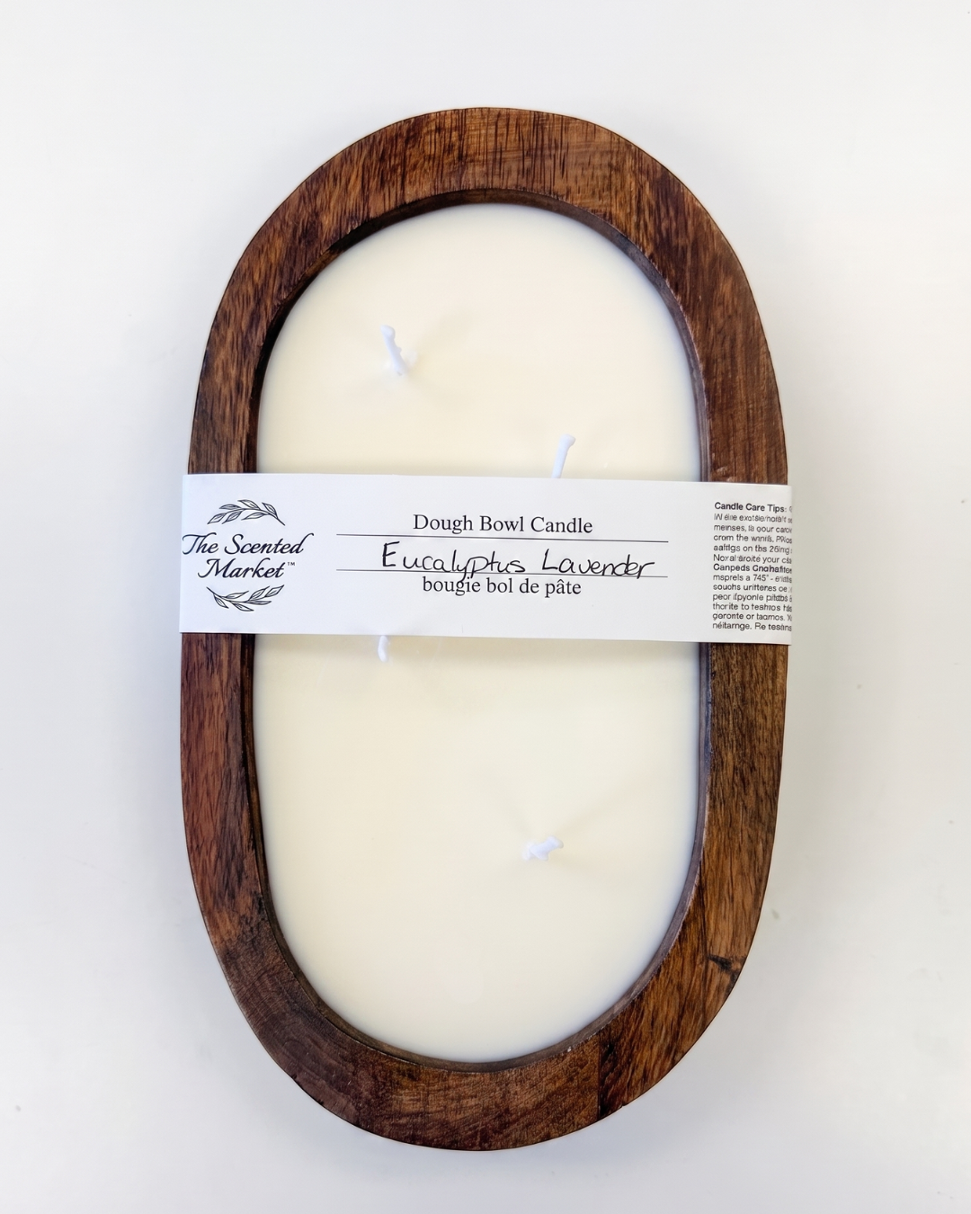 EUCALYPTUS LAVENDER Dough Bowl Soy Candle | Handcrafted 4 Wick Wooden Candle