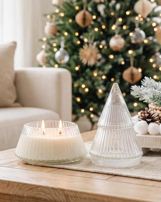 Glass Christmas Tree Soy Wax Candle 14 oz - O'CHRISTMAS TREE