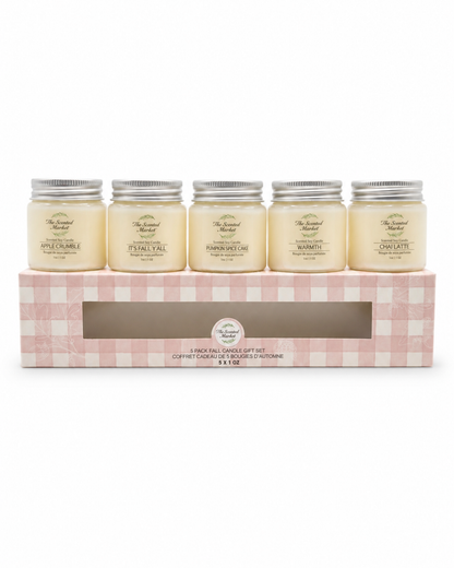 Fall Candle Sample Pack | 5 Soy Wax Fall Scented Candles | Autumn Fragrance Gift Set