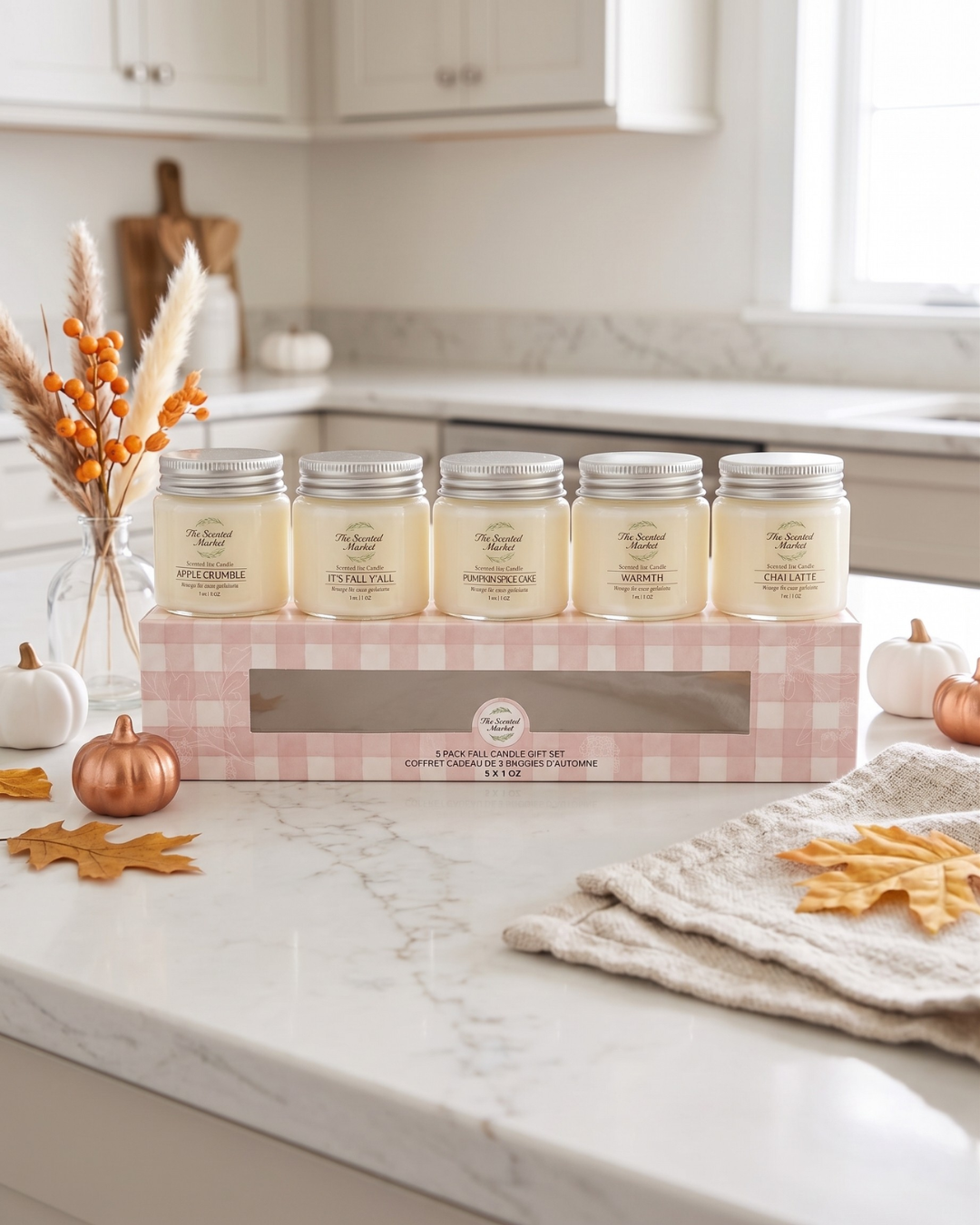 Fall Candle Sample Pack | 5 Soy Wax Fall Scented Candles | Autumn Fragrance Gift Set