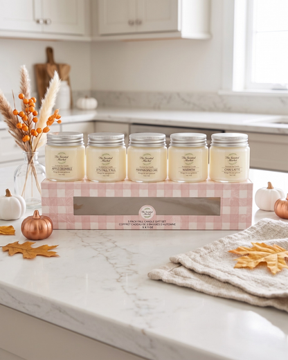 Fall Candle Sample Pack | 5 Soy Wax Fall Scented Candles | Autumn Fragrance Gift Set