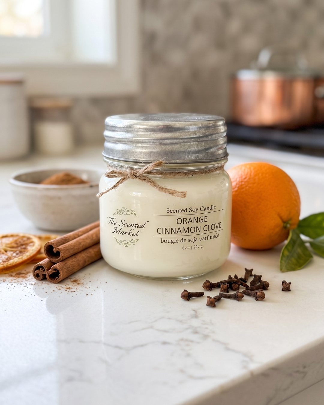 ORANGE CINNAMON CLOVE Soy Wax Candle 8 oz