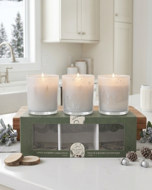 BAYBERRY Frosted Holiday Trio Candle Gift Set