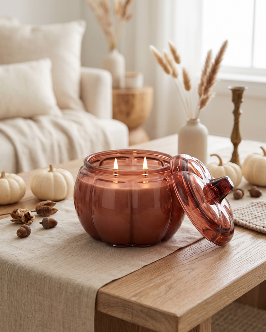 Glass Pumpkin Soy Candle MULLED WINE | Pumpkin Spice Cake