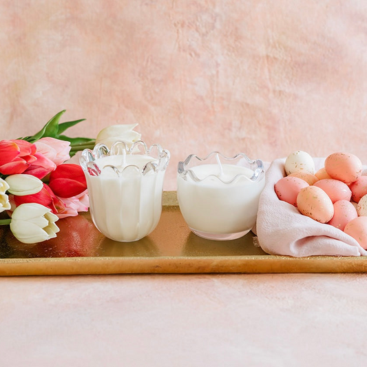 Tulip Bulb and Cracked Egg Soy Wax Candle 2 pack