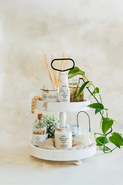 Two Tier Decorative Tray – Perfect White Centrepiece for Stylish Displays